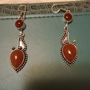 New carnelian sterling silver dangle earrings